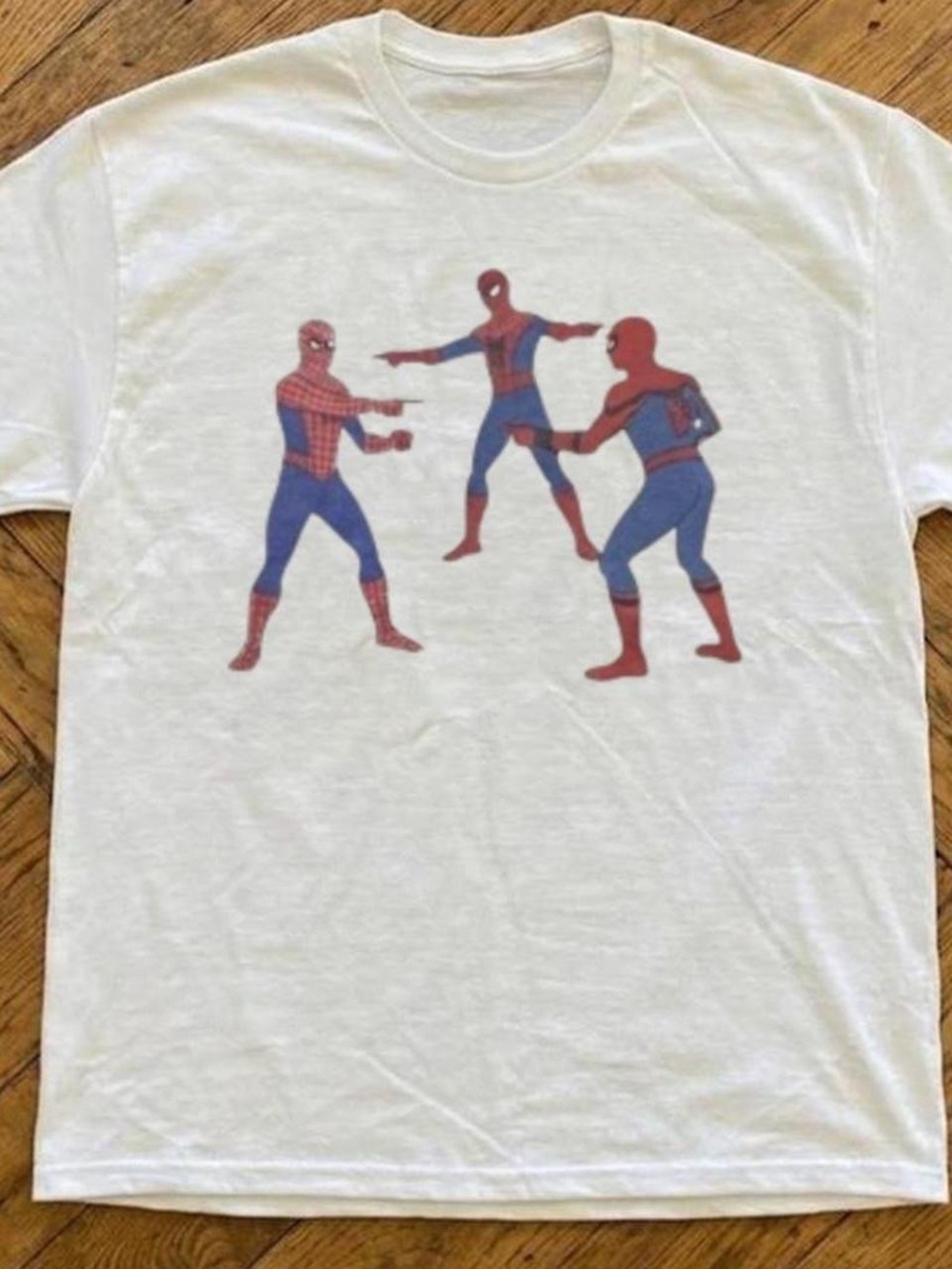 Gildan White Short-Sleeve Tee with Red and Blue Spider Graphic